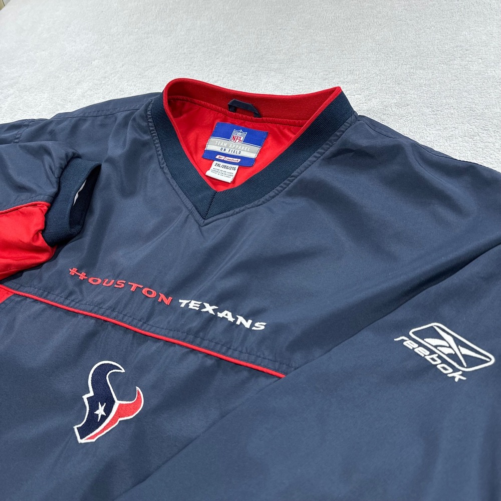 Houston Texans Jacket Mens XL Blue NFL Football NFL Pullover Windbreaker V Neck
